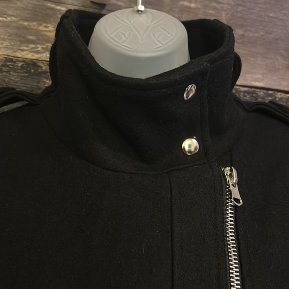 NWT Forever 21 Black Asymmetric Wool Moto Jacket - Picture 4 of 9